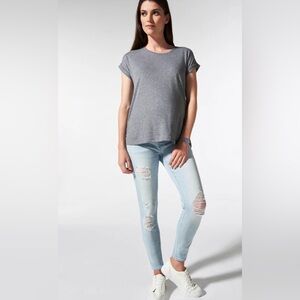 BLANQI DENIM Maternity Belly Support Skinny Jeans in Light Destroy Wash Size 0